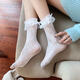 新臣作夏季顯瘦蕾絲花邊襪子女日系可愛(ài)黑色中筒鏤空小腿襪絲襪 蕾絲小腿襪【白色】