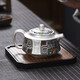 唐興手工鎏銀茶壺高端陶瓷泡茶壺敦煌文創(chuàng)茶具套裝禮盒高檔伴手禮茶具 古紋鎏銀如意壺