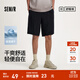 森馬（Semir）舒服褲|休閑中褲男吸濕速干易打理短褲夏季寬松五分褲松緊腰 黑色90001 S