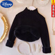 迪士尼（DISNEY）2023新款兒童毛衣加絨加厚毛衣秋冬天一體絨針織打底衫女童半高領(lǐng) 黑色 150