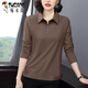 啄木鳥(niǎo)棉寬松長(cháng)袖t恤女裝翻領(lǐng)打底衫帶領(lǐng)TPolo衫上衣服2024年P(guān)OLO領(lǐng) 純棉#咖色 XL 建議105-120斤