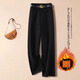 RAJKPOOR醋酸羊毛呢窄版直筒褲女2025秋冬季新品高腰后松緊休閑加絨闊腿褲 黑色加厚加絨 加絨 XL 《建議116-125斤》