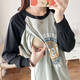 米婭琳 產(chǎn)后哺乳衣上衣外出服時(shí)尚款長(zhǎng)袖喂奶衣春夏季哺乳期T恤春裝新款 灰色 2XL（適合130-150斤）