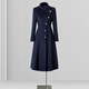威世品空姐羊毛大衣女秋冬中長(cháng)款收腰a字毛呢外套售樓處案場(chǎng)客服工作服 藏青色羊毛大衣 XL 建議118-127斤