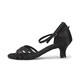 三沙（Sansha）拉丁舞鞋女成人中跟緞帶交誼舞倫巴恰恰國標舞鞋 黑色-5.2CM 39 