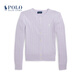 Polo Ralph Lauren 拉夫勞倫 女童 經(jīng)典款迷你絞花編結棉質(zhì)針織開(kāi)襟衫 500-紫色 XL