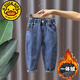G.DUCKKIDS男童褲子加絨牛仔褲兒童秋季潮洋氣一體絨休閑褲寶寶新款時(shí)髦秋冬 笑臉加絨牛仔褲 彈力一體絨 110 適合身高105cm左右2-9歲