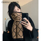 CHANEELR & KARITH圍巾冬季女高級針織格子圍脖男情侶送女生老婆輕奢生日新年禮物 輕奢時(shí)尚百搭ck風(fēng)【黑配卡其】