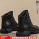 大東秘語(yǔ)馬丁靴女華耐復古短靴軟底防滑高端女靴洋氣顯瘦百搭短靴單鞋 黑色絨里 37
