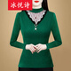 冰悅詩(shī)2026秋冬裝新款半高領(lǐng)修身網(wǎng)紗蕾絲衫上衣長(cháng)袖洋氣加絨加厚打底衫 綠色（薄款） 3XL 建議130-140斤
