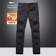 七匹狼牛仔褲男加絨抓絨加厚冬季休閑保暖商務(wù)通勤休閑直筒長(cháng)褲子男褲裝 001(黑色) 35 A