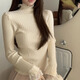 渾小象半高領(lǐng)白色毛衣女蕾絲打底衫2025春秋季新款針織衫女士內(nèi)搭假兩件 半高領(lǐng)杏色蕾絲針織衫 均碼130內(nèi)