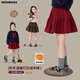NICKYBABY兒童毛呢短裙秋冬紅色女童燈芯絨公主裙加厚圣誕半身裙中大童冬季 4527安哥拉紅 140