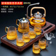 正揚玻璃茶具套裝辦公高檔整套抽水功夫茶盤(pán)燒水一體茶臺電陶爐煮茶器 戈(一體抽水胡)900+10頭雅致六色龍紋