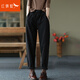 紅蜻蜓【新品】休閑褲女春季新款褲子松緊腰哈倫褲女裝蘿卜長(cháng)褲 黑色常規 3XL 【建議149-170斤】