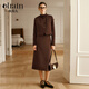 Olrain【5折】咖色時(shí)尚套裝女冬季新款法式通勤氣質(zhì)半裙三件套 咖色 M