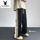 花花公子（PLAYBOY）休閑褲子男款2024秋季新款美式寬松港風直筒復古拖地衛(wèi).褲 黑色 XL