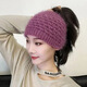 秋冬新款時(shí)尚保暖護耳針織帽女加厚遮白發(fā)毛線(xiàn)寬邊發(fā)帶頭巾包頭帽 藕粉色   純色松鼠絨發(fā)帶