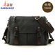 袋鼠（KANGAROO）復古電工帆布郵差包單肩斜挎包工具包休閑旅行包大容量斜背包男包 黑色(大號)