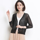 歌米拉 針織衫女開(kāi)衫冰絲薄款空調衫外披夏季短款針織外搭上衣 黑色 L