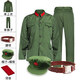 3066老式軍綠的確良套裝男65老式表演服紅衛懷舊演出服老兵聚會(huì )服裝 軍干服全套男（含配件） 165-170（2號）
