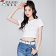 啄木鳥短袖t恤女2025夏季款百搭修身顯瘦高腰露臍小眾半袖上衣 白色 S