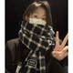 蘇木佰馬海毛圍巾冬女高級感2025黑白格百搭學(xué)生保暖加厚圍脖情人節禮物 WJ-1143黑色【優(yōu)質(zhì)面料】 210*40cm