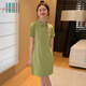 Halo Queen短袖連衣裙女韓版學(xué)院風(fēng)POLO領(lǐng)小個(gè)子顯瘦百搭連衣裙