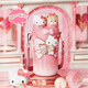 HELLO KITTY520禮物送禮三麗鷗兒童保溫杯小學生上學水壺庫洛米吸管杯子女士 凱蒂貓-紅色-550ml