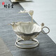 鑄榮堂 茶漏茶濾999足純銀手工 茶漏茶具配件公道杯銀器零配功夫茶具底托 荷趣茶漏+底托（約148g）