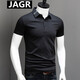JAGR潮牌 純色POLO衫男翻領(lǐng)商務(wù)POLO衫刺繡夏冰感上衣潮男士POLO衫 黑色 XL