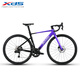 喜德盛公路自行車(chē)24款AD500電子變速油壓碟剎桶軸24速碳纖維前叉 紫/拉絲銀 450mm
