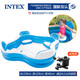 INTEX充氣游泳池兒童家用泳池透明加厚寶寶家庭戶(hù)外戲水洗澡池海洋球 方形藍白靠背泳池【關(guān)注送電泵】