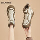 達芙妮（DAPHNE）雪地靴女秋冬加絨加厚保暖短靴冬季新款女鞋厚底增高棉靴 米色 跟高4cm 37 (235mm) 標準碼