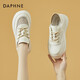 DAPHNE達芙妮板鞋女夏天透氣網(wǎng)鞋運動(dòng)小白鞋夏季新款學(xué)生網(wǎng)面休閑鞋 白杏 單層 跟高5cm 36 (230mm)