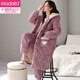 莫代爾夾棉睡袍連帽套裝睡衣女加厚加絨加長(cháng)款三層保暖休閑套裝家居服女 S- 98061 主圖 L (165)