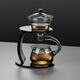獵玄玻璃自動(dòng)泡茶器懶人茶具磁吸泡茶壺現代簡(jiǎn)約功夫茶具茶盤(pán)茶杯整套 月牙煙灰磁吸茶具