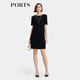 PORTS寶姿商場(chǎng)同款春季新品女裝領(lǐng)邊裝飾連衣裙LP8D064NWB011 黑色 XS (2)