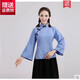新款包開票民國學生裝女五四青年裝民國風復古女裝中山裝學生服合唱演出服裝工裝可開票 女款藍色中裙 備注鞋子碼數(shù) XL