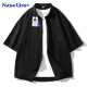 NASA GISS短袖衬衫男夏季潮流衬衣宽松休闲男士上衣外套 黑色 XL 