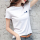 然往純棉短袖t恤女韓版修身圓領(lǐng)印花2025新款夏裝百搭半袖白色上衣潮T 白色 YG566 L