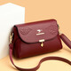 京購真皮質(zhì)感中年媽媽包包斜挎包新款潮百搭時(shí)尚單肩女士小方包 酒紅色