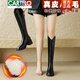 卡帝樂(lè )鱷魚(yú)（CARTELO）全牛皮長(cháng)靴女冬季加絨加厚靴子真皮羊毛高筒靴皮毛一體長(cháng)筒馬丁靴 黑色跟高5cm【加厚羊毛到腳尖】 38
