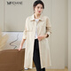 Mrdiane wei中長(cháng)款襯衫女韓版寬松長(cháng)袖上衣外搭防曬外套 卡其 均碼 
