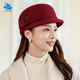 藍詩(shī)夢(mèng)戴帽子女秋冬羊毛鴨舌帽英倫休閑毛呢氈帽百搭時(shí)尚洋氣顯臉小貝雷帽 酒紅色 成人均碼適合55-58cm