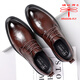 蜻蜓牌皮鞋男士真皮商務(wù)正裝皮鞋休閑秋季軟底結婚鞋耐磨冬季加絨棉皮鞋 棕色-四季 41