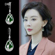 大絨鵝質(zhì)耳環(huán)女2024年新款設(shè)計(jì)感輕奢禮物復(fù)古短款郁金香綠耳墜 郁金香綠色