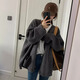 翊尚美中長款針織衫開衫外套女春秋學(xué)生長袖上衣新款寬松顯瘦慵懶風(fēng)毛衣 灰色【500g加厚款】 均碼 【適合80-140斤】