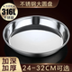 中諾316不銹鋼圓盤特大號(hào)加厚蒸腸粉涼皮盤涼皮鑼鑼蒸年糕平底盤菜盤 糕盤 24cm