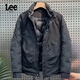 Lee ryetom2023冬季新款棉衣棉服男士潮流純色工裝加厚外套短款立領上衣帥氣 黑色 L